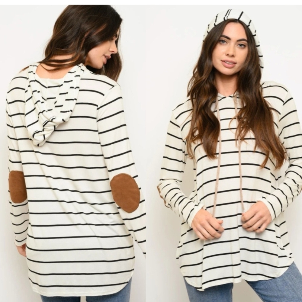 Striped Hooded Women's Top